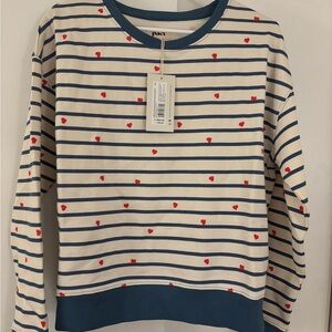 Pact Striped Sweatshirt with Red Hearts